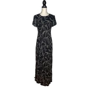 Vintage Benjamin A. Black Print Maxi Dress     Size: 8